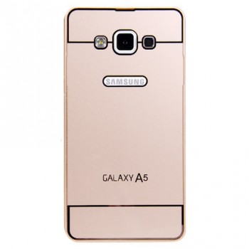 Двухкомпонентный чехол с металлическим бампером и поликарбонатной накладкой Dark Apple и лого-отверстием для Samsung Galaxy A5 Бежевый