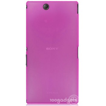 Пластиковый матовый полупрозрачный чехол для Sony Xperia Z Ultra Розовый