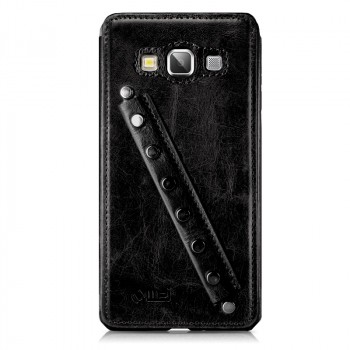 Эксклюзивный кожаный чехол оболочка с дизайнерским кистевым ремнем ручной работы для Samsung Galaxy A5 Черный