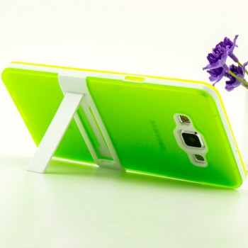 Двухкомпонентный силиконовый чехол с пластиковым каркасом-подставкой для Samsung Galaxy A5 Зеленый