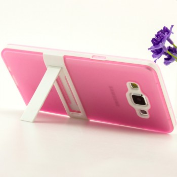 Двухкомпонентный силиконовый чехол с пластиковым каркасом-подставкой для Samsung Galaxy A5 Розовый