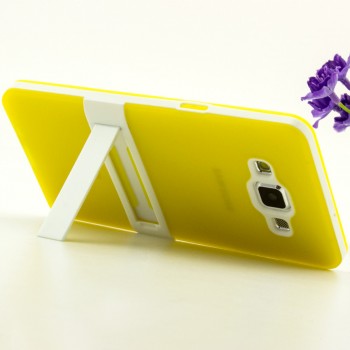 Двухкомпонентный силиконовый чехол с пластиковым каркасом-подставкой для Samsung Galaxy A5 Желтый