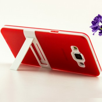 Двухкомпонентный силиконовый чехол с пластиковым каркасом-подставкой для Samsung Galaxy A5 Красный