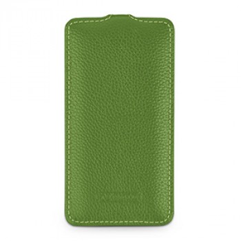 Кожаный чехол вертикальная книжка (нат. кожа) для Samsung Galaxy A5 Зеленый