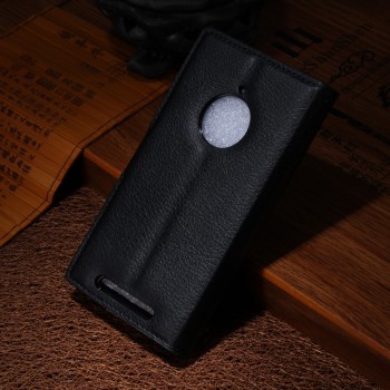 Чехол портмоне подставка зернистой текстуры с защелкой для Nokia Lumia 830 Черный