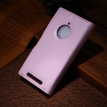 Чехол портмоне подставка зернистой текстуры с защелкой для Nokia Lumia 830 Розовый