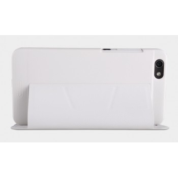 Текстурный чехол флип подставка с внутренним карманом на пластиковой основе для Huawei Honor 4X Белый