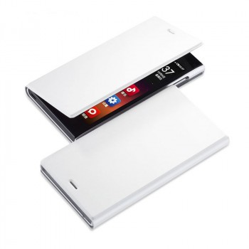 Полиуретановый чехол флип-подставка на пластиковой основе для Alcatel One Touch Idol 2S Белый