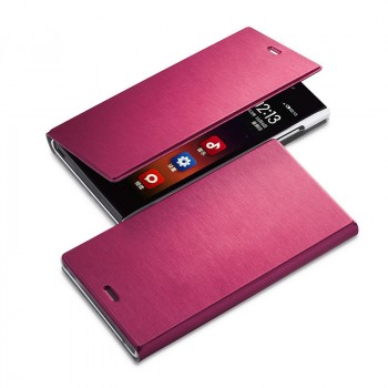 Полиуретановый чехол флип-подставка на пластиковой основе для Alcatel One Touch Idol 2S Пурпурный