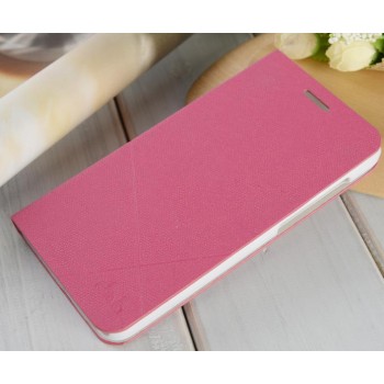 Текустурный чехол флип подставка на пластиковой основе для Huawei Honor 4X Розовый
