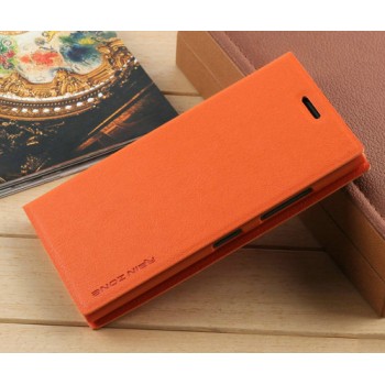 Текстурный чехол флип портмоне подставка на присоске для Nokia Lumia 730/735 Оранжевый