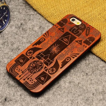 Эксклюзивный деревянный чехол накладка с лазерной художественной гравировкой для Iphone 6 