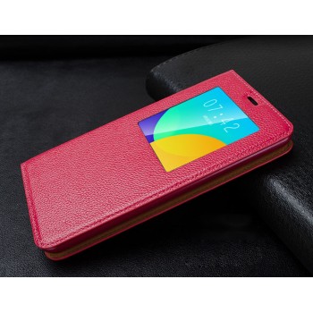 Кожаный прошитый чехол смарт флип с окном вызова серия Colors для Meizu MX4 Pro Пурпурный
