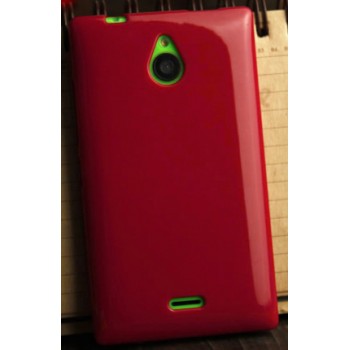 Силиконовый глянцевый непрозрачный чехол для Nokia X2 Красный