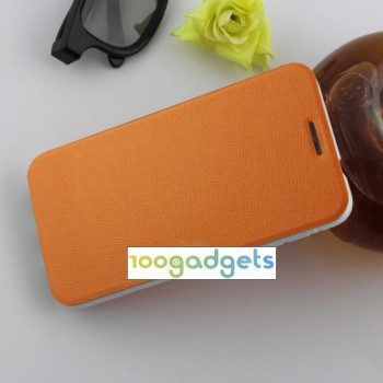 Текстурный чехол флип подставка на присоске для Alcatel One Touch Idol 2 Оранжевый