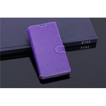 Чехол портмоне подставка с прошивкой и магнитной защелкой на пластиковой основе для ZTE Blade G Lux Фиолетовый