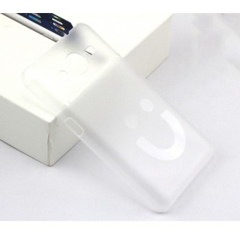 Пластиковый матовый полупрозрачный дизайнерский чехол Smile для Samsung Galaxy Core 2 Белый