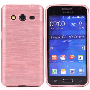 Силиконовый непрозрачный чехол текстура Металл для Samsung Galaxy Core 2 Розовый
