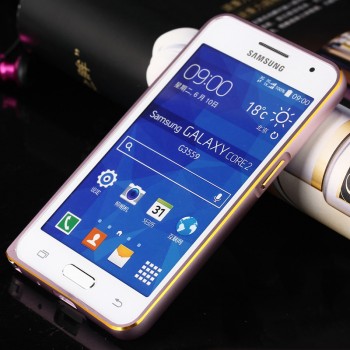 Металлический бампер с золотой окантовкой для Samsung Galaxy Core 2