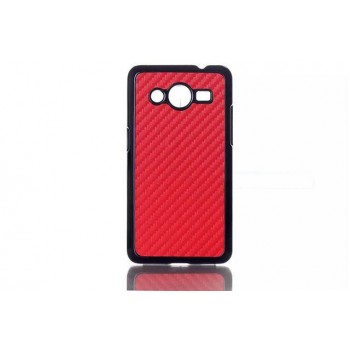 Пластиковый чехол с кожаным текстурным покрытием для Samsung Galaxy Core 2 Красный