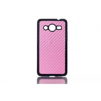 Пластиковый чехол с кожаным текстурным покрытием для Samsung Galaxy Core 2 Розовый