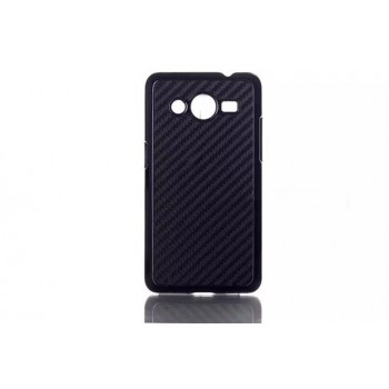 Пластиковый чехол с кожаным текстурным покрытием для Samsung Galaxy Core 2 Черный