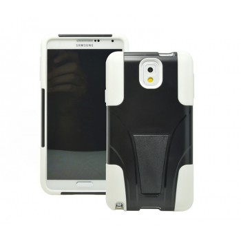 Гибридный антиударный силиконовый чехол с поликарбонатной крышкой и ножкой-подставкой для Samsung Galaxy Note 3 Белый