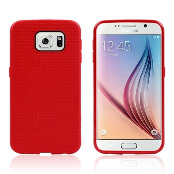 Силиконовый матовый чехол с фирменной точечной структурой для Samsung Galaxy S6 Edge Красный
