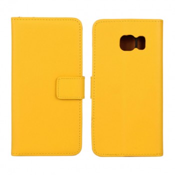 Чехол портмоне подставка с магнитной защелкой для Samsung Galaxy S6 Edge Желтый