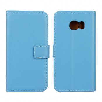 Чехол портмоне подставка с магнитной защелкой для Samsung Galaxy S6 Edge Голубой