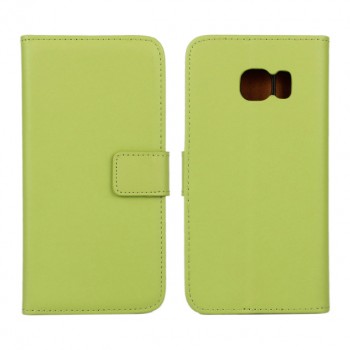 Чехол портмоне подставка с магнитной защелкой для Samsung Galaxy S6 Edge Зеленый