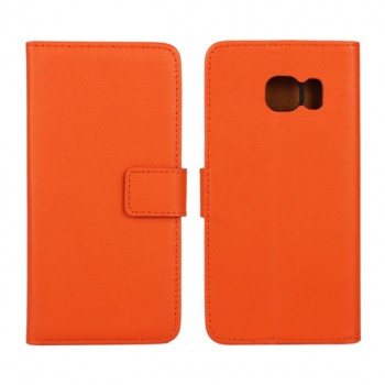 Чехол портмоне подставка с магнитной защелкой для Samsung Galaxy S6 Edge Оранжевый