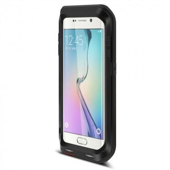 Эксклюзивный антиударный пылевлагозащищенный гибридный чехол силикон/металл для Samsung Galaxy S6 Edge Черный