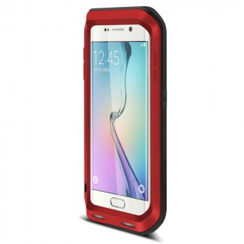 Эксклюзивный антиударный пылевлагозащищенный гибридный чехол силикон/металл для Samsung Galaxy S6 Edge Красный