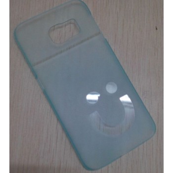 Пластиковый матовый полупрозрачный дизайнерский чехол Smile для Samsung Galaxy S6 Edge Голубой