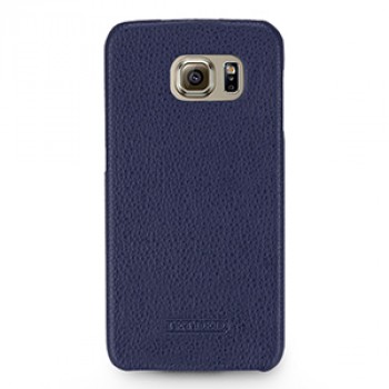Кожаный чехол накладка (нат. кожа) для Samsung Galaxy S6 Синий