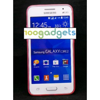 Гибридный транспарентный флуоресцентный чехол силикон/поликарбонат для Samsung Galaxy Core 2 Розовый