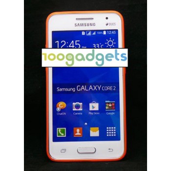 Гибридный транспарентный флуоресцентный чехол силикон/поликарбонат для Samsung Galaxy Core 2 Оранжевый