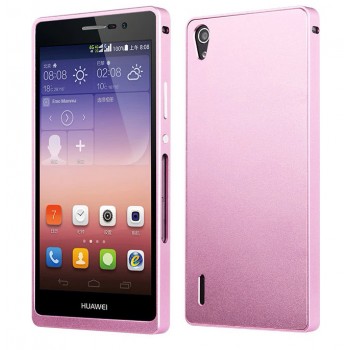 Ультратонкий грязестойкий металлический чехол для Huawei Ascend P7 Розовый