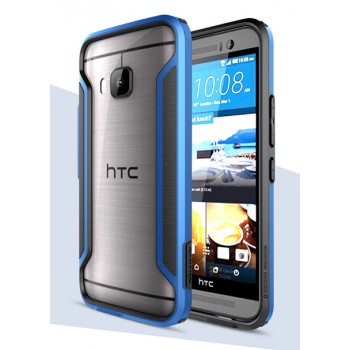 Гибридный нескользящий ультратонкий бампер силикон-пластик для HTC One M9 Синий
