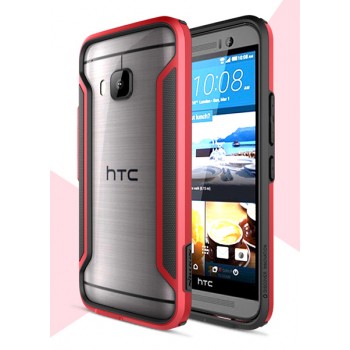 Гибридный нескользящий ультратонкий бампер силикон-пластик для HTC One M9 Красный