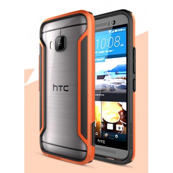 Гибридный нескользящий ультратонкий бампер силикон-пластик для HTC One M9 Оранжевый