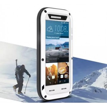 Эксклюзивный многомодульный противоударный премиум винтовой чехол с силиконовой основой, закаленным стеклом, карбоновым поверхностным слоем для HTC One M9 Белый