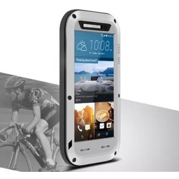 Эксклюзивный многомодульный противоударный премиум винтовой чехол с силиконовой основой, закаленным стеклом, карбоновым поверхностным слоем для HTC One M9 Серый
