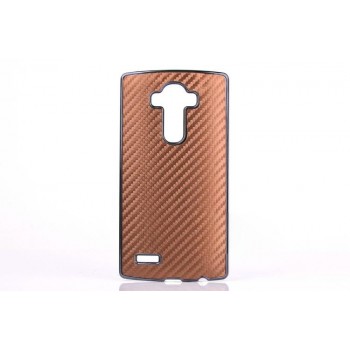 Текстурный поликарбонатный чехол с карбоновым покрытием для LG G4 Коричневый