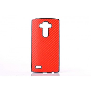 Текстурный поликарбонатный чехол с карбоновым покрытием для LG G4 Красный