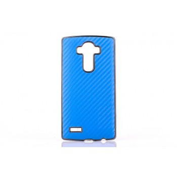 Текстурный поликарбонатный чехол с карбоновым покрытием для LG G4 Голубой
