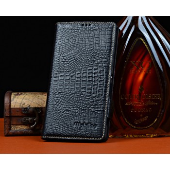 Кожаный чехол портмоне (нат. кожа крокодила) для Sony Xperia C4 Черный