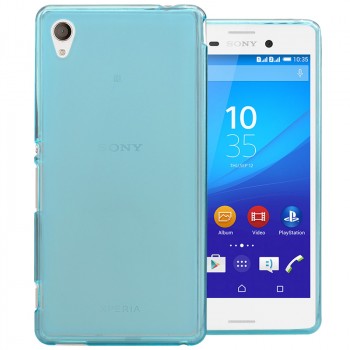 Силиконовый матовый полупрозрачный чехол для Sony Xperia M4 Aqua Голубой