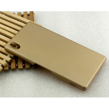 Пластиковый матовый металлик чехол для Sony Xperia M4 Aqua Бежевый
